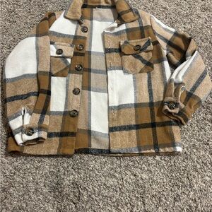 Old Navy Brown and White Plaid Button Down Shirt